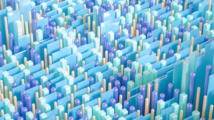 Obraz premium Techno high-tech background, geometry, cube, abstraction. 3d illustration, 3d rendering.