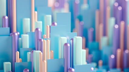 Techno high-tech background, geometry, cube, abstraction. 3d illustration, 3d rendering.