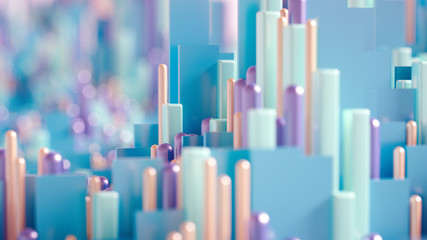 Techno high-tech background, geometry, cube, abstraction. 3d illustration, 3d rendering.