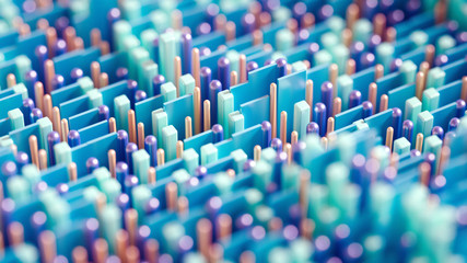 Techno high-tech background, geometry, cube, abstraction. 3d illustration, 3d rendering.