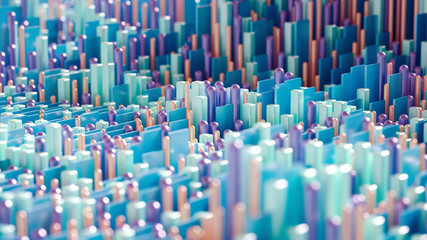 Obraz premium Techno high-tech background, geometry, cube, abstraction. 3d illustration, 3d rendering.
