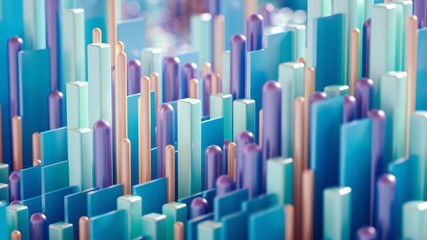 Obraz premium Techno high-tech background, geometry, cube, abstraction. 3d illustration, 3d rendering.