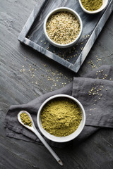 Hemp powder, plant-based protein for vegans