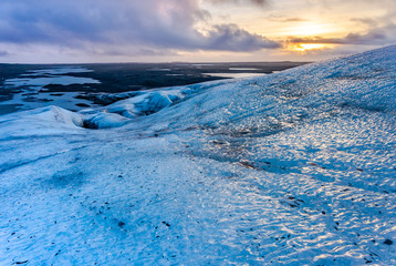 sunrise over glacier in Iceland 