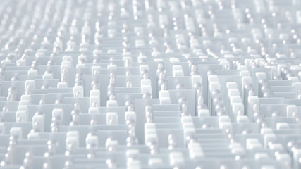 Fototapeta premium Techno high-tech tło, geometria, kostka, abstrakcja. Ilustracja, renderowanie 3d.