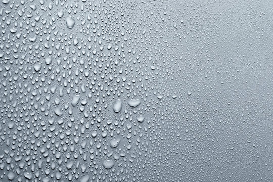 Fresh water drops, gray background