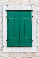 Green wooden casement