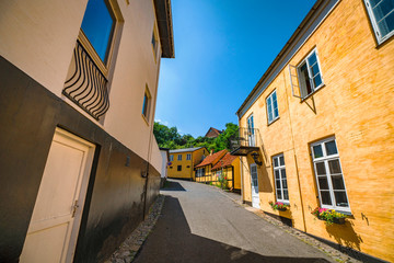 Scandinavian street with colorful buildings