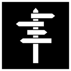 Pillar pointer. Sign. Flat, monochrome image of an information installation with direction of movement.