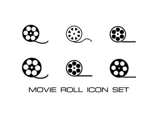 Set of Six Film Roll Icon in Trendy Flat Isolated on white Background.- Vector