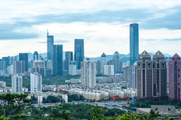 Fototapeta na wymiar Shenzhen, China - August, 2019 : Cityscape of Shenzhen, China. Shenzhen is a major city in Guangdong Province, China.