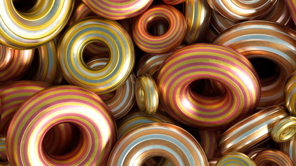 Metal background ring detail. 3d illustration, 3d rendering.