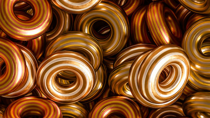 Metal background ring detail. 3d illustration, 3d rendering.