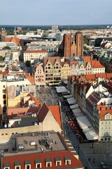 wroclaw, poland, city, architecture, view, town, roof, old, cityscape, panorama, building, church, panoramic, aerial, house, roofs, street, urban, tower,	