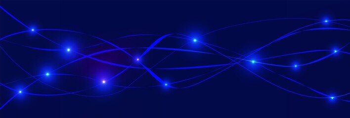Fototapeta na wymiar Neon blue geometric background. Abstract illustration. Glowing lines. Technology. Vector illustrator.