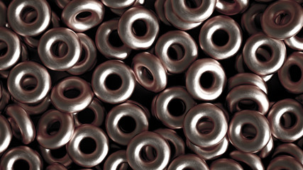 Metal background ring detail. 3d illustration, 3d rendering.