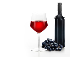 Red wine on a white background