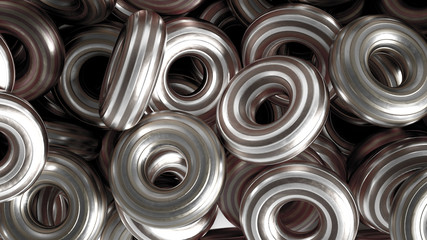 Metal background ring detail. 3d illustration, 3d rendering.