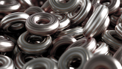 Metal background ring detail. 3d illustration, 3d rendering.