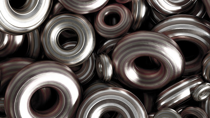 Metal background ring detail. 3d illustration, 3d rendering.
