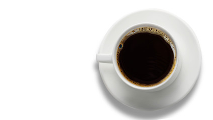 Hot coffee on a white background