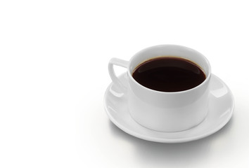 Hot coffee on a white background
