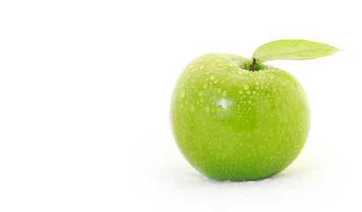 green apple  sliced on a white background