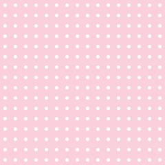 Surface pattern design with geometric background with small dots and circles in white and pink color. Can be used for wallpaper,background, packaging, fabric,scrap booking and gift wrap projects.