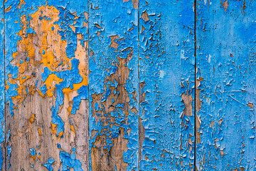 Texture of a blue wooden planks, bright barn wall, rustic style