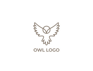 Modern minimal owl illustration. Linear owl logo.