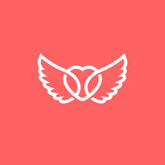 Heart with wing logo. Modern vector illustration.