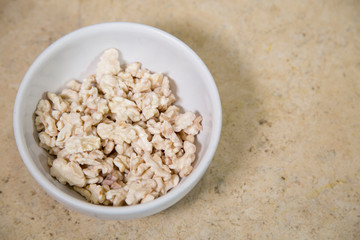 Nuts on white plate, ingredient of 