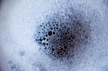 Abstract background of white foam bubbles close up