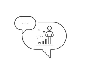 Stats line icon. Chat bubble design. Business management sign. Best employee symbol. Outline concept. Thin line stats icon. Vector