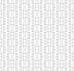 Simple lines, seamless kaleidoscope style abstract black & white B&W geometry pattern, isolated on white background.