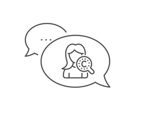 Collagen skin line icon. Chat bubble design. Cream care sign. Cosmetic lotion symbol. Outline concept. Thin line collagen skin icon. Vector