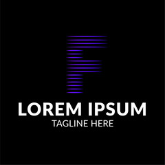 minimalist Letter F With wave Water Logo Template