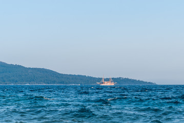 Obraz premium beautiful panorama of the sea with ships sailing