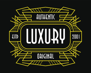 Obraz premium Art Deco Vintage Badge Fashionable Ornament Luxury Label Design Line Art Graphic Elements