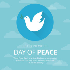 Obraz premium International Day of Peace vector illustration on blue sky background.