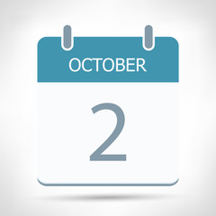 October 2 - Calendar Icon - Calendar flat design template