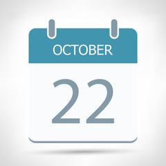 October 22 - Calendar Icon - Calendar flat design template