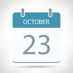 October 23 - Calendar Icon - Calendar flat design template