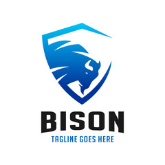 bison shield logo design template © idealis