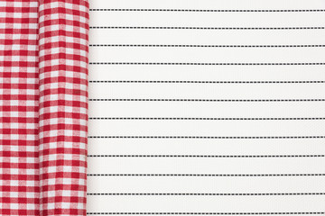  White striped tablecloth and red and white checkered tablecloth combined into a simple copy space background