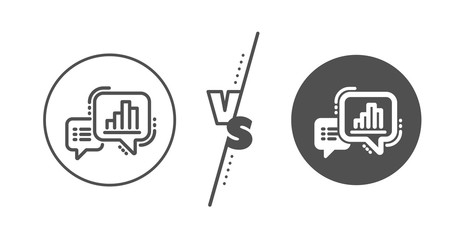 Column chart sign. Versus concept. Graph line icon. Growth diagram symbol. Line vs classic graph chart icon. Vector