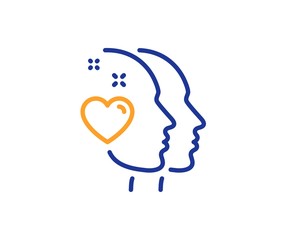Couple love emotion sign. Heart line icon. Valentine day symbol. Colorful outline concept. Blue and orange thin line heart icon. Vector