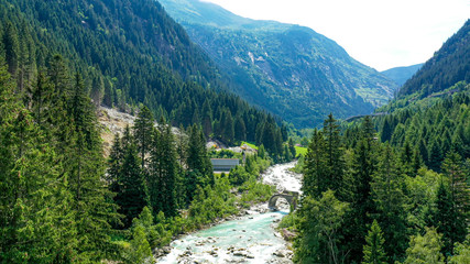 A small creek in Switzerland from above