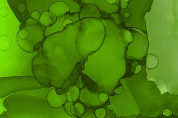 Hand painted alcohol ink background. Abstract delicate green texture. Contemporary wallpaper. 