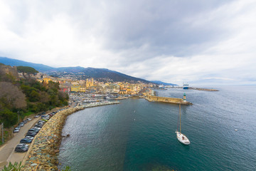Fototapeta na wymiar Overview of the marina of Bastia